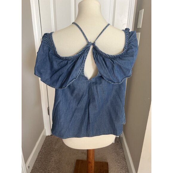 Express Chambray Over the shoulder Keyhole Blouse - M - Picture 5 of 10